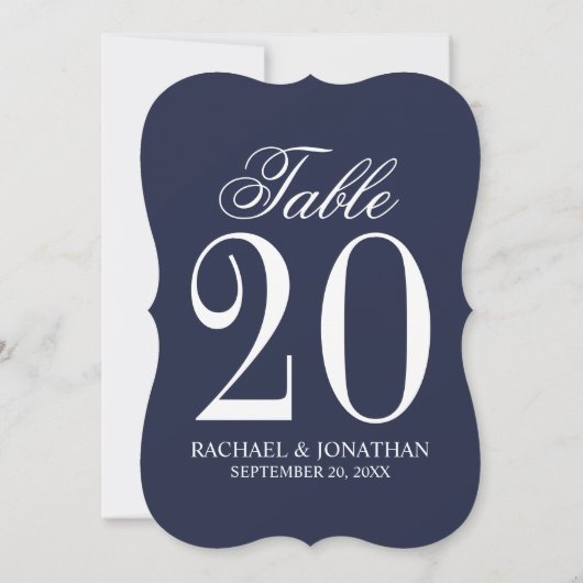 Nautical Navy Blue Wedding Tischnummer Card (Rückseite)