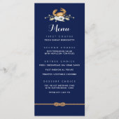 🦀 Nautical Navy Blue & White Coastal Wedding Menu Menükarte (Vorderseite)