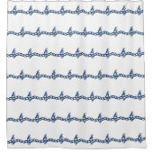 Nautical Navy Blue White Seil Wellen Muster Dusche Duschvorhang (Vorderseite)