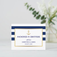Nautical Navy Blue White Stripes Danke für Ihre Ho