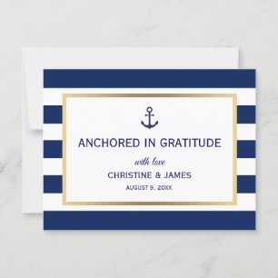 Nautical Navy Blue White Stripes Danke für Ihre Ho Postkarte