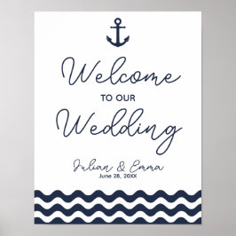 Nautical Navy Blue Willkommen bei unserem Hochzeit Poster