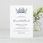 Nautical Navy Crab Bridal Shower Invitation Card Einladung (Stehend Vorderseite)