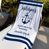 Nautical Navy Custom Wedding Junggeselinnen-Abschi Strandtuch