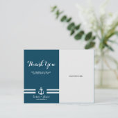 Nautical Navy Hochzeit Danke Karte / Postkarte (Stehend Vorderseite)