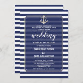 Nautical Navy Hochzeitssilber Abend Empfang Einladung (Vorne/Hinten)