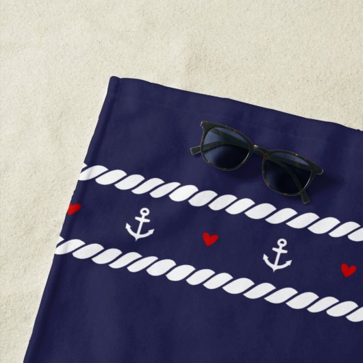Nautical Navy Leuchtturm Custom Beach Handtuch (Beispiel)