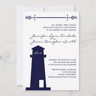Nautical Navy Leuchtturm Hochzeit Einladungen