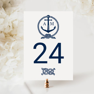 Nautical Navy Monogram Wedding Tischnummer