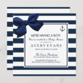 Nautical Navy Ribbon Anker Es ist eine Baby-Dusche Einladung (Vorne/Hinten)