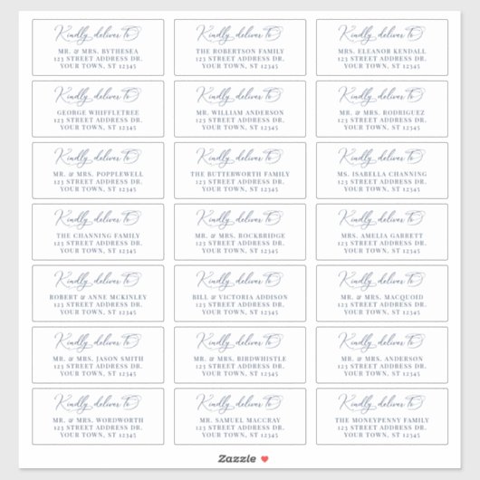Nautical Navy Script Wedding Guest Address Labels (Blatt)