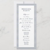 Nautical Navy Stripe Classic Wedding Program Card Einladung (Rückseite)