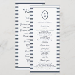 Nautical Navy Stripe Classic Wedding Program Card Einladung