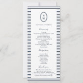 Nautical Navy Stripe Classic Wedding Program Card Einladung (Vorderseite)