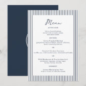 Nautical Navy Stripe Monogram Wedding Menu Card Einladung (Vorne/Hinten)