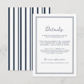 Nautical Navy Stripe Wedding Details Card Begleitkarte (Vorne/Hinten)