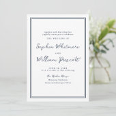 Nautical Navy Stripe Wedding Invitation Einladung (Stehend Vorderseite)