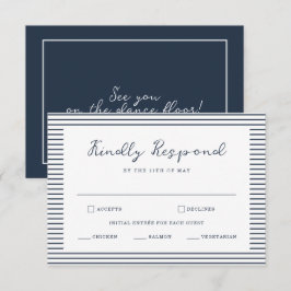 Nautical Navy Stripe Wedding RSVP Card Begleitkarte