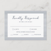 Nautical Navy Stripe Wedding RSVP Card Begleitkarte (Vorderseite)