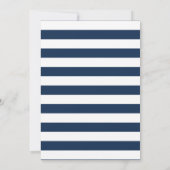 Nautical Navy Stripes Gold Anker Baby Dusche Einladung (Rückseite)