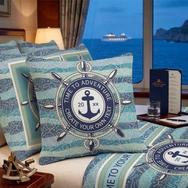 Nautical Navy & Teal Anchor Sea Shells Pattern Kissen (Von Creator hochgeladen)