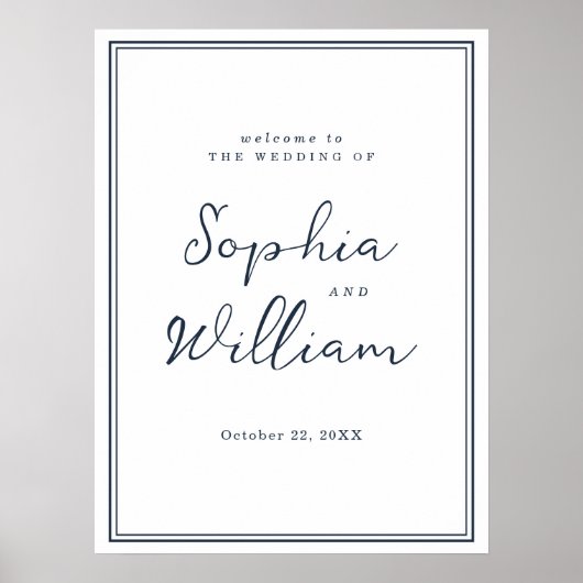 Nautical Navy Wedding Entrance Sign Poster (Vorne)