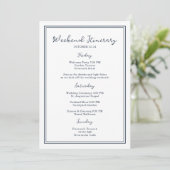 Nautical Navy Wedding Weekend Itinerary Card Einladung (Stehend Vorderseite)