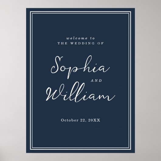 Nautical Navy Wedding Welcome Sign Poster (Vorne)