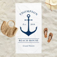 Nautical Navy White Anchor Custom Vacacation Zuhau