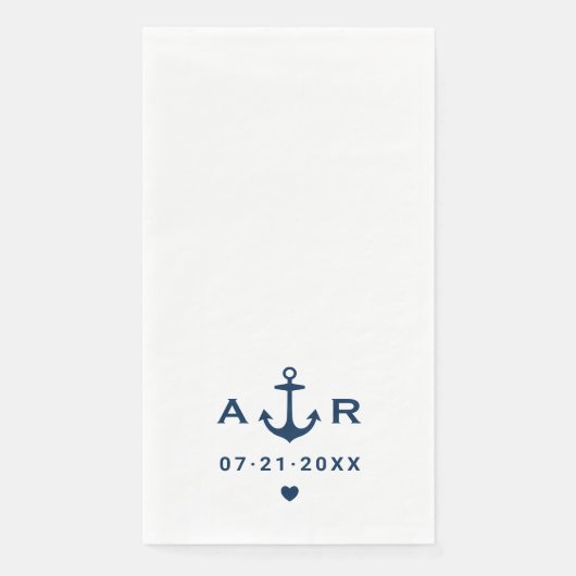 Nautical Navy White Custom Wedding Initials Serviette (Vorderseite)