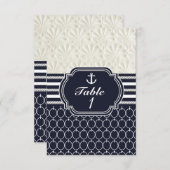 Nautical Navy & White Elegant Beach Hochzeit Einladung (Vorne/Hinten)