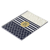 Nautical Navy & White Elegant Beach Hochzeit Notizblock (Linke Seite)