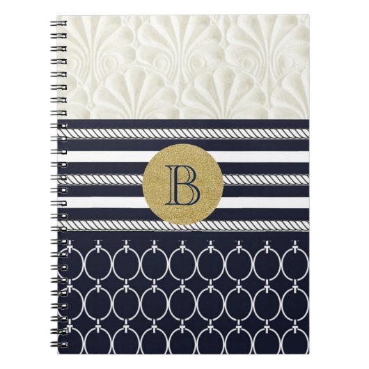 Nautical Navy & White Elegant Beach Hochzeit Notizblock (Vorderseite)