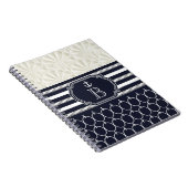 Nautical Navy & White Elegant Beach Hochzeit Notizblock (Rechte Seite)