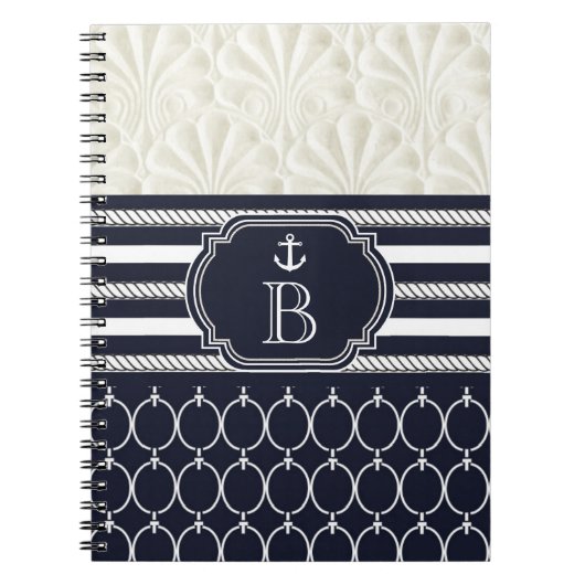 Nautical Navy & White Elegant Beach Hochzeit Notizblock (Vorderseite)