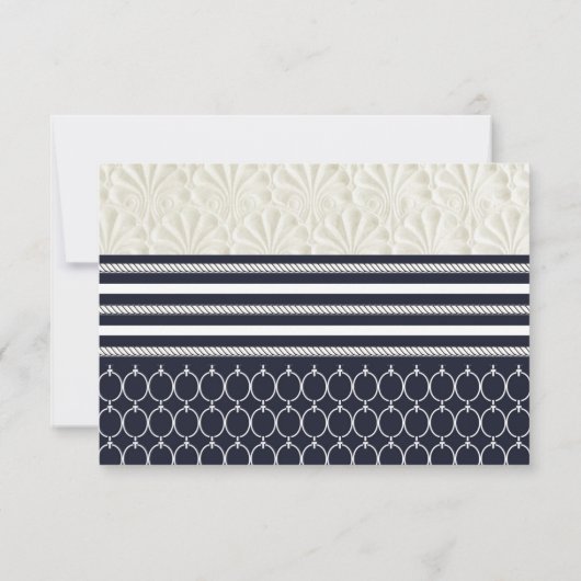 Nautical Navy & White Elegant Beach Hochzeit RSVP Karte (Rückseite)