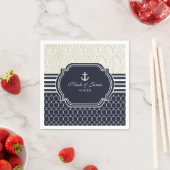 Nautical Navy & White Elegant Beach Hochzeit Serviette (Beispiel)
