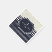 Nautical Navy & White Elegant Beach Hochzeit Serviette (Ecke)