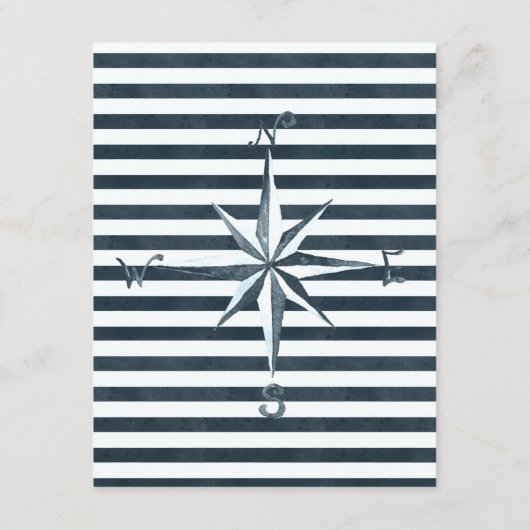 Nautical Navy & White Wedding Itinerary Card Begleitkarte (Rückseite)
