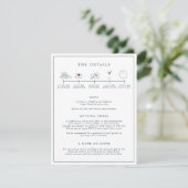 Nautical Navy & White Wedding Itinerary Card Begleitkarte (Stehend Vorderseite)