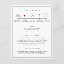 Nautical Navy & White Wedding Itinerary Card