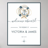 Nautical Navy & White Wedding Welcome Poster (Vorne)