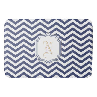 Nautical Navy Zickzack Monogramat Badematte