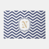 Nautical Navy Zickzack Monogramat Fußmatte (Vorderseite)