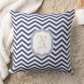 Nautical Navy Zickzack Monogramat Kissen (Decke)