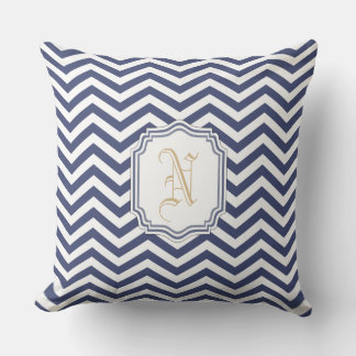 Nautical Navy Zickzack Monogramat Kissen