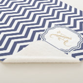Nautical Navy Zickzack Monogramat Sherpadecke (3/4)