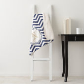 Nautical Navy Zickzack Monogramat Sherpadecke (Beispiel)