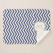 Nautical Navy Zickzack Monogramat Sherpadecke (Vorderseite (Horizontal))