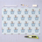 Nautical Niedlich Teddy Bear Blue Boat Es ist ein Seidenpapier (Handwerk)